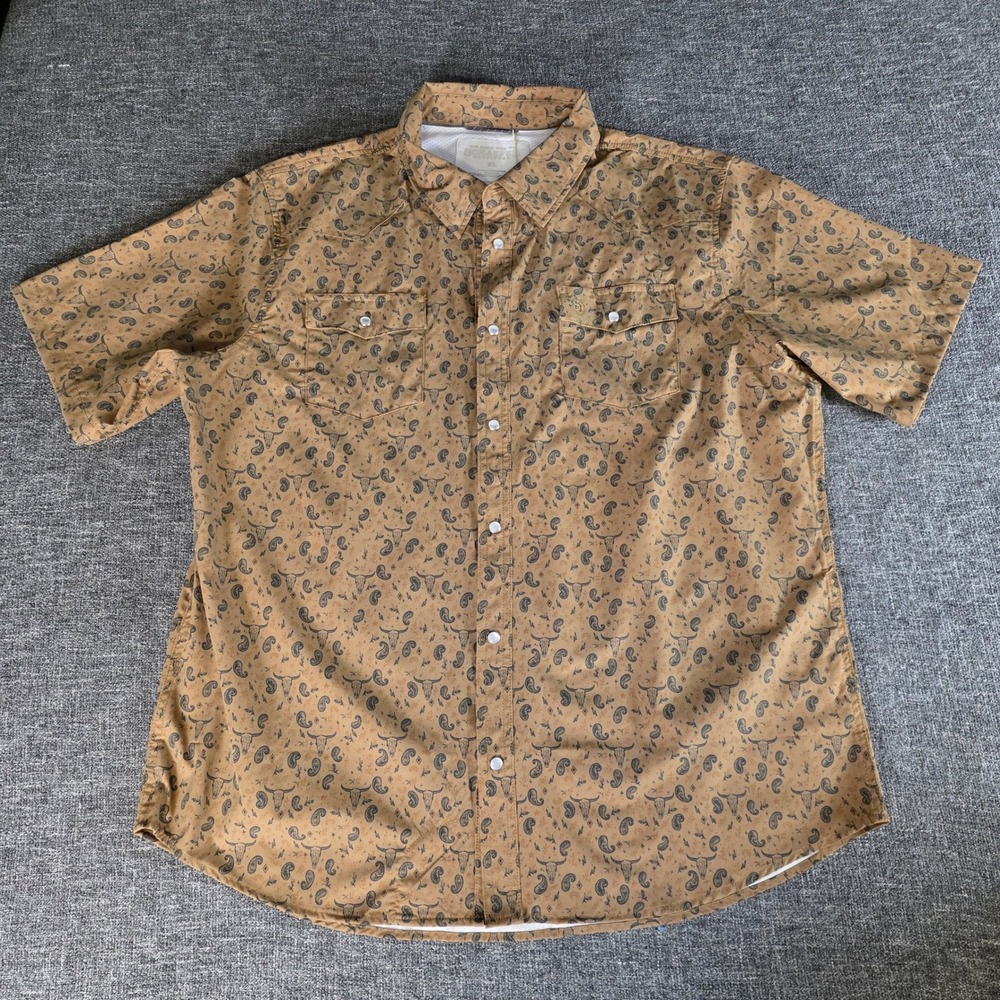 NWT Schaefer Outfitter Rambler Pearl Snap Shirt Men XL Shiner Bull Skull Western